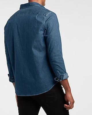 Dark Wash Hyper Stretch Denim Shirt