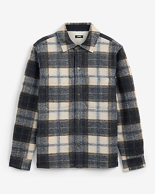 Plaid Double Patch Pocket Shirt Jacket