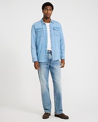 Double Button Pocket Long Sleeve Denim Soft Shirt - thumbnail 10