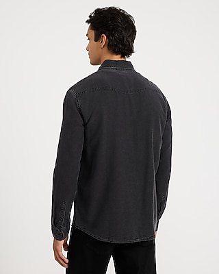 Double Button Pocket Long Sleeve Denim Soft Shirt