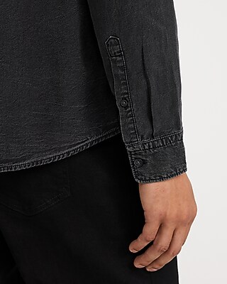 Double Button Pocket Long Sleeve Denim Soft Shirt