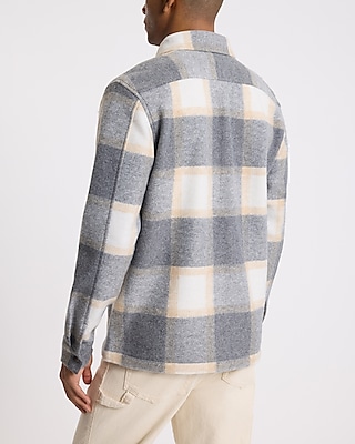 Grid Plaid Button Down Shirt Jacket