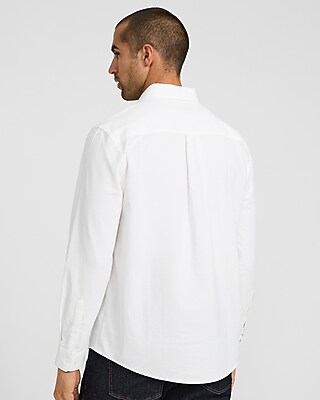 Solid Mini Lion Logo Cotton Long Sleeve Oxford Shirt
