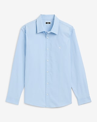 Solid Mini Lion Logo Cotton Long Sleeve Oxford Shirt
