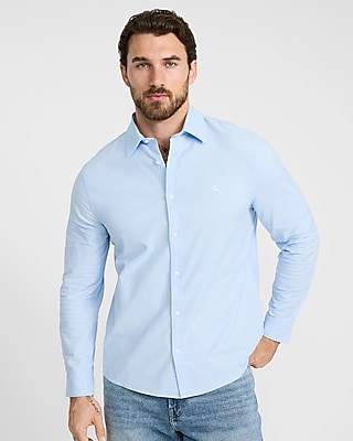 Solid Mini Lion Logo Cotton Long Sleeve Oxford Shirt