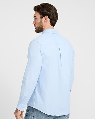 Solid Mini Lion Logo Cotton Long Sleeve Oxford Shirt