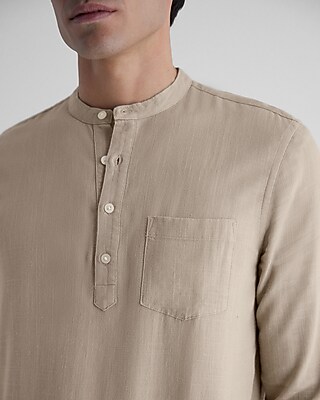 Stretch Linen-Blend Henley