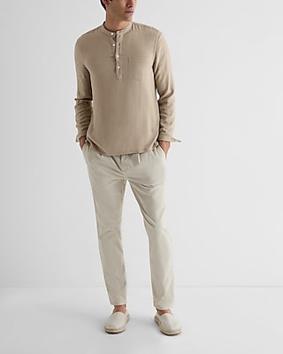 Stretch Linen-Blend Henley