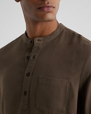 Stretch Linen-Blend Henley