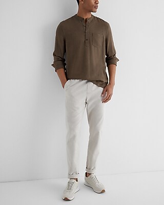 Stretch Linen-Blend Henley