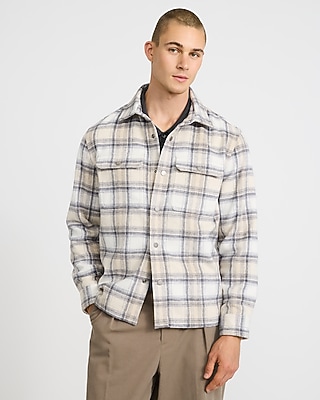 Plaid Double Snap Button Pocket Shirt Jacket