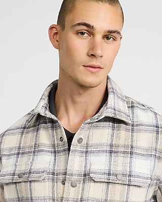 Plaid Double Snap Button Pocket Shirt Jacket