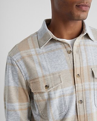 Plaid Double Pocket Sweater Flannel Shirt