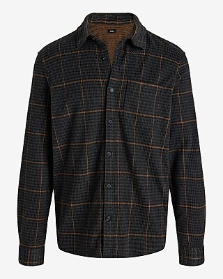 Houndstooth Plaid Sweater Flannel Shirt