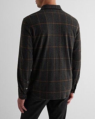 Houndstooth Plaid Sweater Flannel Shirt