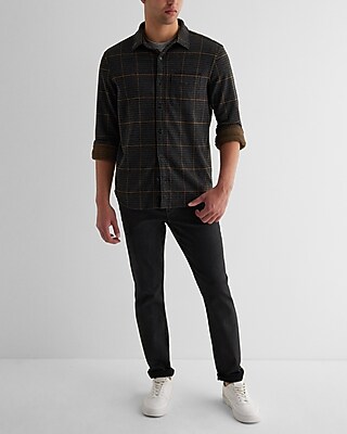 Houndstooth Plaid Sweater Flannel Shirt