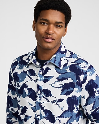 Textured Floral Long Sleeve Shirt