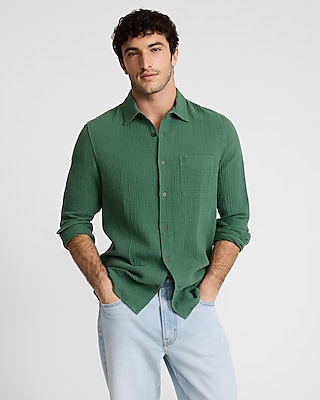 Textured Crinkle Cotton Shirt