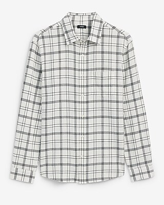 Textured Lined Plaid Shirt