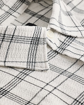 Textured Lined Plaid Shirt