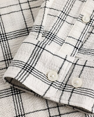 Textured Lined Plaid Shirt