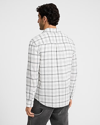 Textured Lined Plaid Shirt