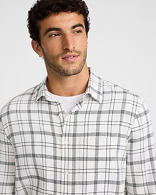 Textured Lined Plaid Shirt