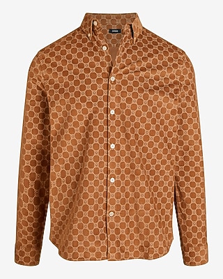 Floral Geo Stretch Corduroy Shirt | Express