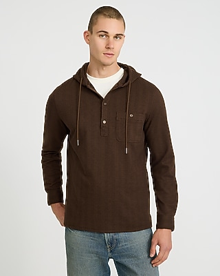 Button Pocket Hooded Sweater Flannel