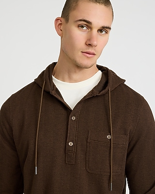 Button Pocket Hooded Sweater Flannel