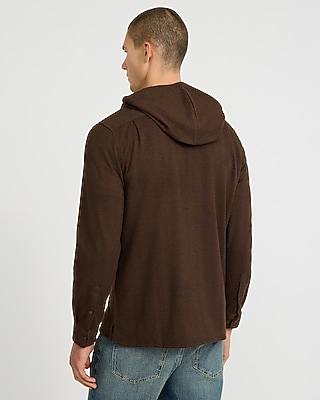 Button Pocket Hooded Sweater Flannel