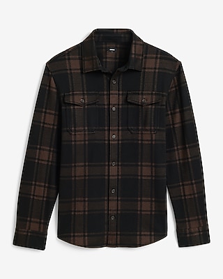 Plaid Double Button Pocket Sweater Flannel