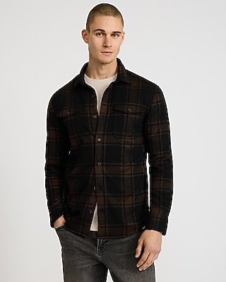 Plaid Double Button Pocket Sweater Flannel