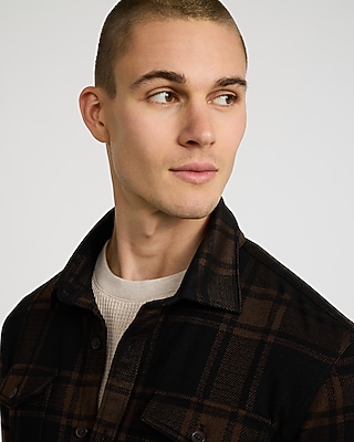 Plaid Double Button Pocket Sweater Flannel