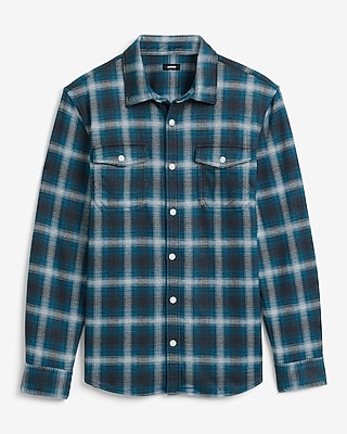 Plaid Double Button Pocket Sweater Flannel