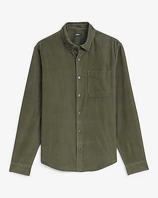 green button up dress shirt Men's Down Shirts White collar