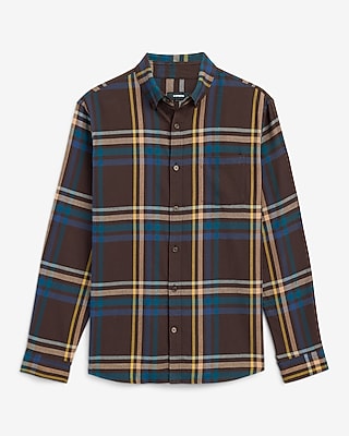 Plaid Patch Pocket Stretch Flannel Shirt