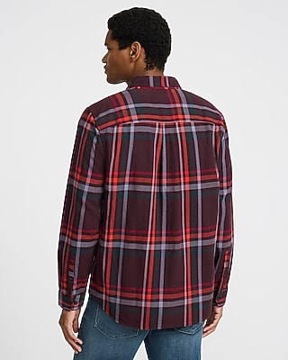 Plaid Patch Pocket Stretch Flannel Shirt