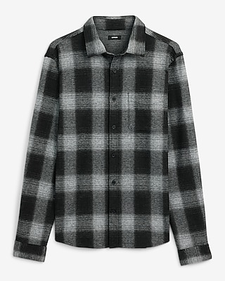 Large Plaid Patch Pocket Sweater Flannel Shirt