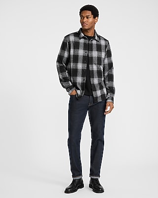Large Plaid Patch Pocket Sweater Flannel Shirt