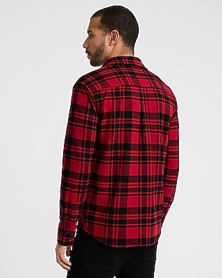 Plaid Double Button Pocket Sweater Flannel Shirt