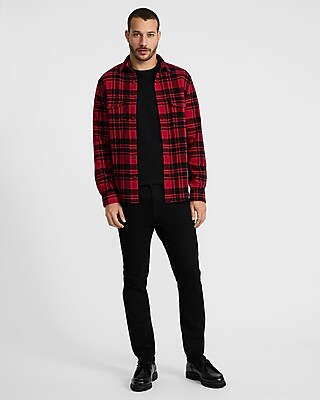 Plaid Double Button Pocket Sweater Flannel Shirt