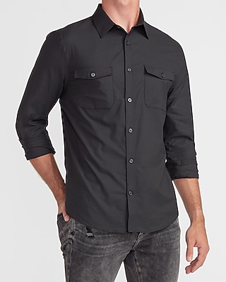Slim Solid Wrinkle-resistant Performance Dress Shirt | Express