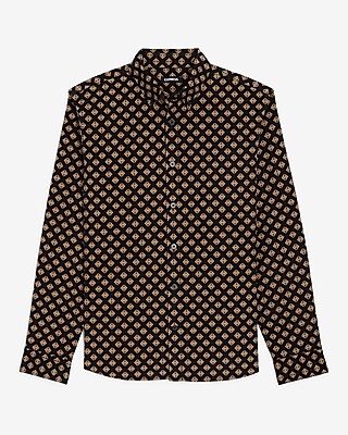 Geo Print Stretch Corduroy Shirt