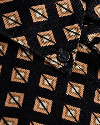 Geo Print Stretch Corduroy Shirt