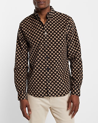 Geo Print Stretch Corduroy Shirt