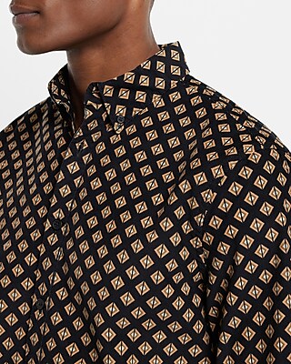 Geo Print Stretch Corduroy Shirt