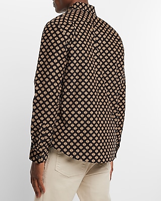 Geo Print Stretch Corduroy Shirt