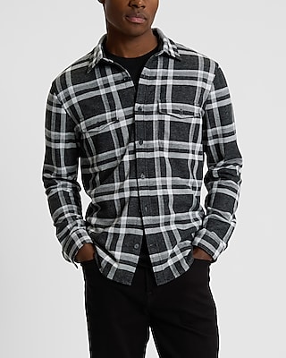 Express Men’s Slim Plaid discount Flannel Shirt in Black Print [Med.] $78 NWT