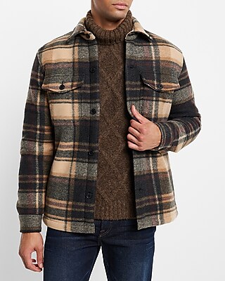 Plaid Sherpa Lined Shirt Jacket Express